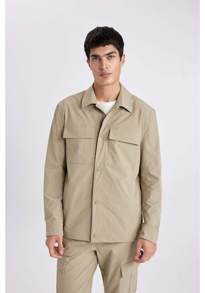 DeFacto Regular Fit Polo Yaka Çıtçıt Kapamalı Cepli Teknik Gömlek Ceket B7396AX24SPBG769