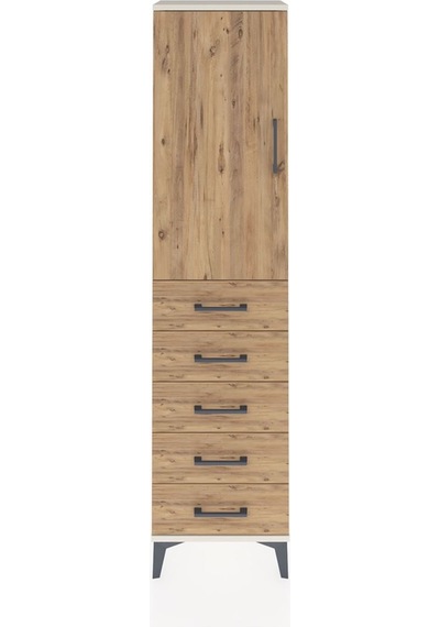 Arges Dolap 2 Raflı 5 Çekmeceli Tek Kapaklı 44x30x182 Aytaşı-çam Aytaşı
