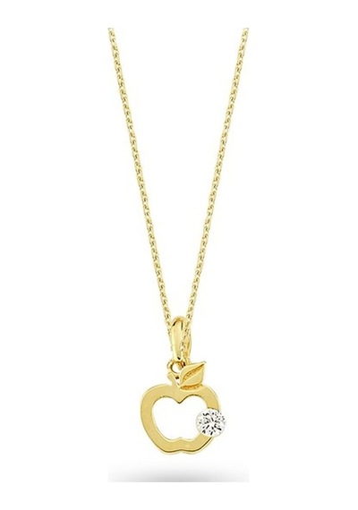Goldkupe 14 Ayar Tek Taş Elma Altın Kolye 1,61 Gr-1346