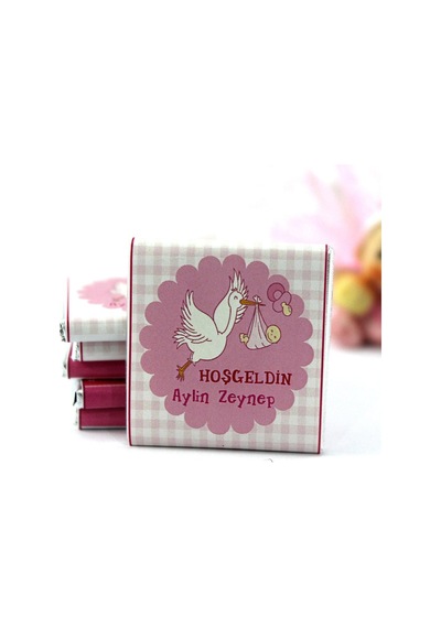 Dark Brown Hoşgeldin Kız Bebek Çikolatası İsim Yazılabilen Hediye Çikolata KBK9 48 Adet