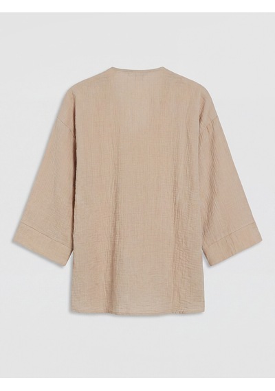 Lcw Everyday Bej Kruvaze Yaka Müslin Oversize Kadın Kimono