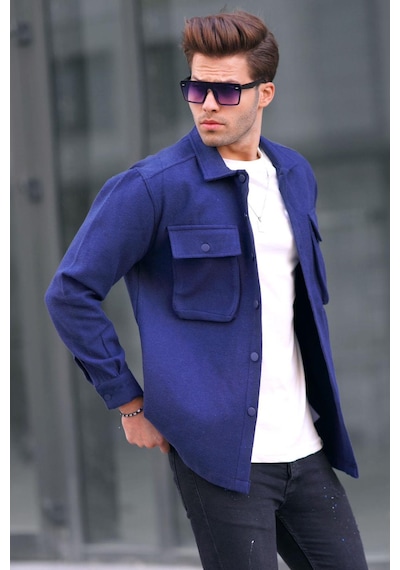 Madmext Lacivert Oversize Oduncu Erkek Gömlek 6709 Lacivert