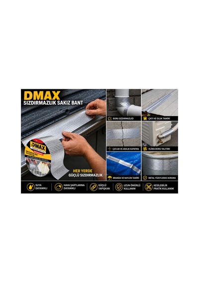 Dmax Sızdırmazlık Sakız Bant 96 Mm X 2 Metre Güçlü Yapışkanlı Su Yalıtım Ve Tamir Bandı