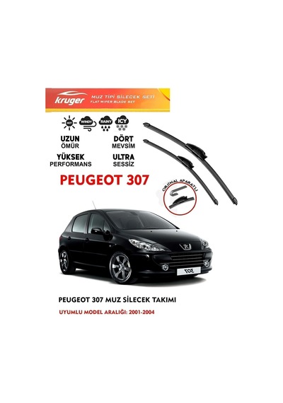 Peugeot 307 Muz Silecek Takımı 1.4 1.6 2.0 Motor Araca Özel Aparat 2001 - 2004