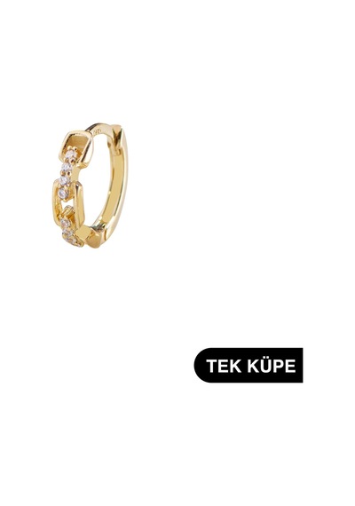 Goldkupe 14 Ayar Taşlı Tek Modern Halka Altın Küpe 0,58 Gr-6325