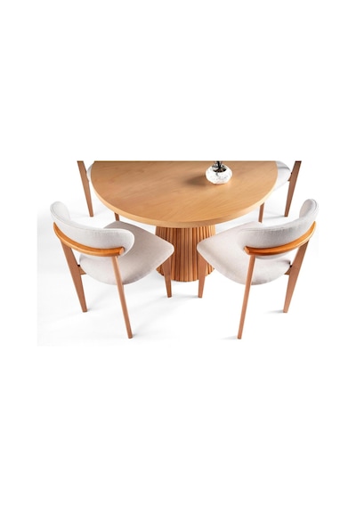 Milas Natural Ahşap Bohem Yemek Masası 130x130 Naturel