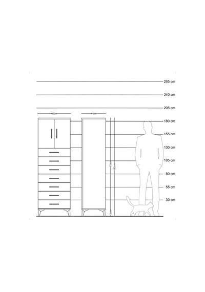 Hyperion Dolap Tek Raflı 7 Çekmeceli 2 Kapaklı 60x44x182 Ayta... Aytaşı
