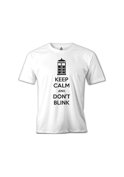 Doctor Who - Keep Calm And Don'T Blink Beyaz Erkek Tshirt