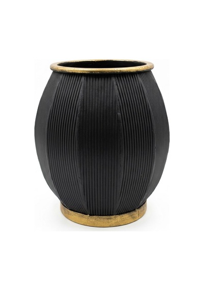 Panalı Metal Siyah Sekoratif Saksı Küçük 20 X 32 Cm