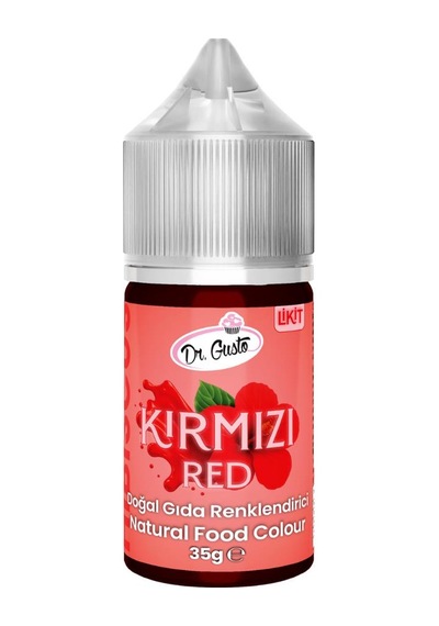 Likit Kırmızı Doğal Gıda Boyası 35 G Bitkisel Kaynaklı, Pasta Ve Tatlılar İçin Katkısız Sıvı Renk Boyası