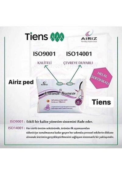 Tiens Airiz Hijyenik Kadın Pedi 6'Lı Set 98 Adet Organik
