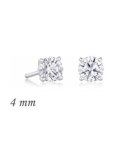 Gümüş Yuvarlak Tek Taş Zirkon Küpe - 4 Mm Gold - Rose Gold