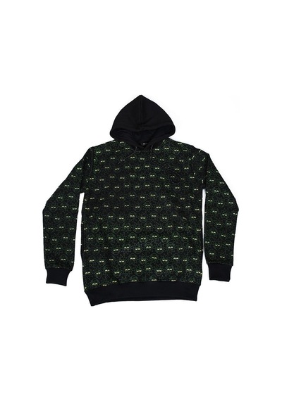 Atlantis Rick And Morty All Over Kapüşonlu Sweatshirt Hoodie Siyah Çok Renkli