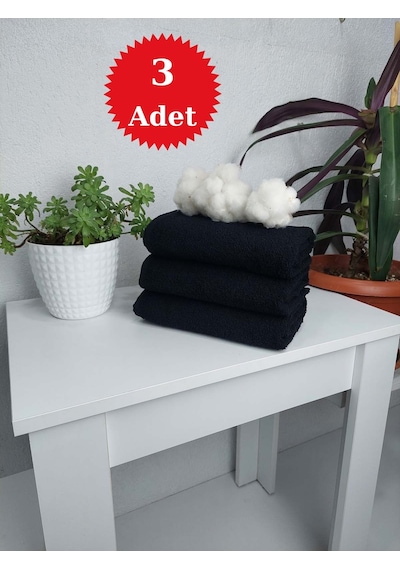 Siyah Kuaför Havlusu 3'lü Set 50x90 | Berber ve Sporcu Baş Havlusu | Hızlı Kurur