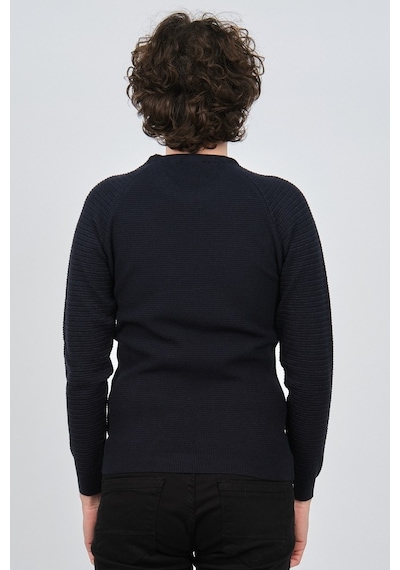 Çizgi Triko Erkek Bisiklet Yaka Slim Fit Kazak 42554259 Lacivert Lacivert