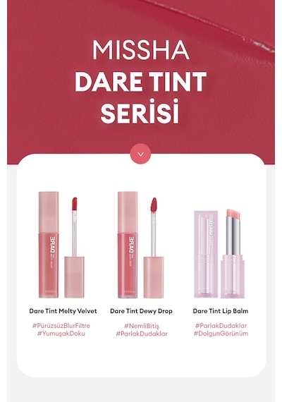 Missha Uzun Süre Kalıcı Bulaşma Yapmayan Kadifemsi Bitiş Sunan Tint Dare Tint Melty Velvet Rosy Lofi 0