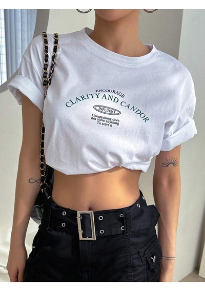Uyguntarz Unisex Clarıty And Candor Baskılı Tasarım Tshirt Beyaz
