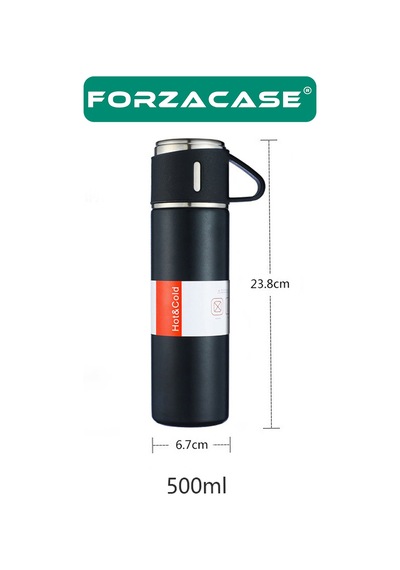 Forzacase FC046M 3 Bardaklı Paslanmaz Çelik Termos Mavi 500 ML