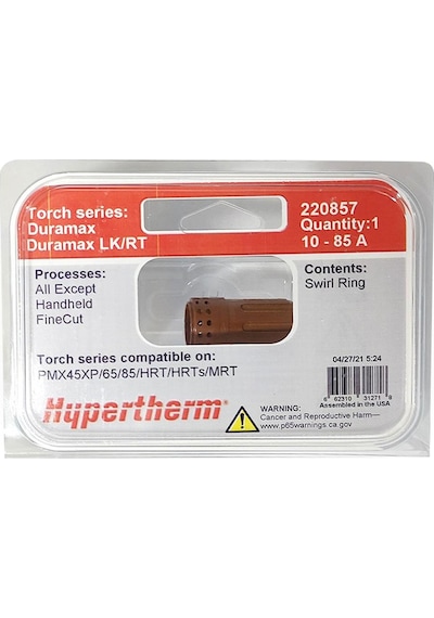 220857 Swirl Ring Hypertherm 45-85a Pmx45xp/65/85