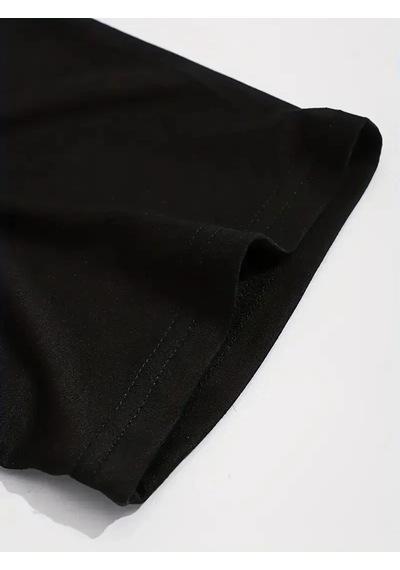 Erkek Anımal Baskılı Tişört Bisiklet Yakayazlık T-shirt - Siyah