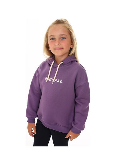 Toontoy Kız Çocuk Kapüşonlu Natural Nakışlı Sweatshirt Mor