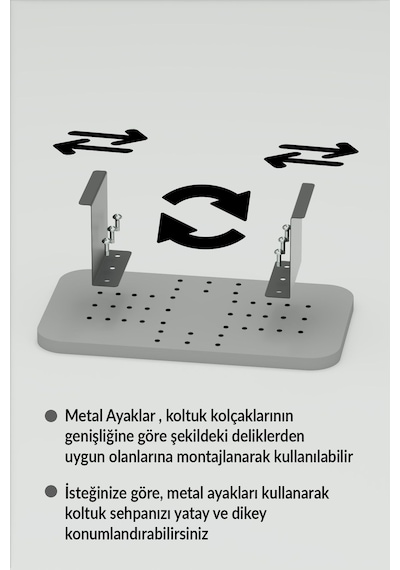 Yan Sehpa Ayarlanabilir Tepsi Dikdörtgen Dekoratif Modern Yatay Dikey Koltuk Sehpası Gordion Gordion