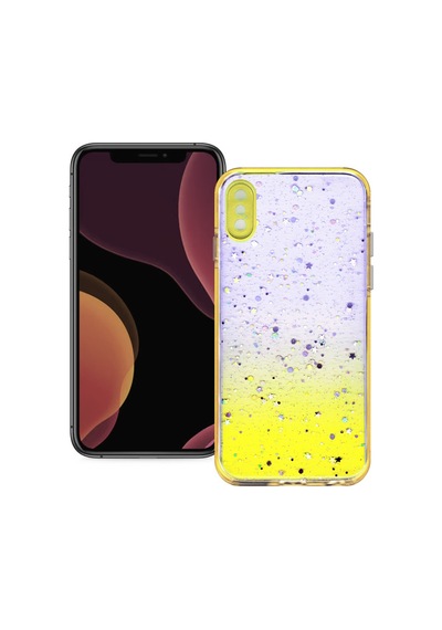 Apple Uyumlu iPhone X/xs Simli Şeffaf Sert Slikon Kılıf Sarı