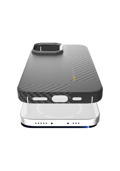 Apple Uyumlu iPhone 17 Kılıf M-safe Şarjlı 600d Metal Kamera Çerçeveli Raptic Aramid Fiber Geotik Serisi Siyah