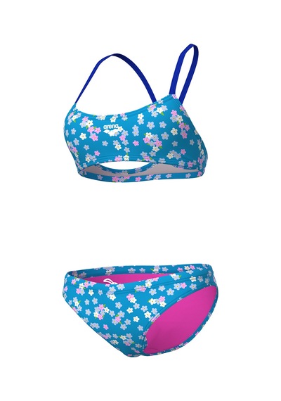 Arena Flowers Bandeau Kadın Mavi Yüzücü Bikini 010715880