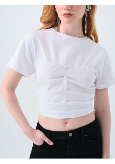 LOFT Slim Fit Kadın Tshirt K.kol Lf2039479 Q1.v1 Beyaz