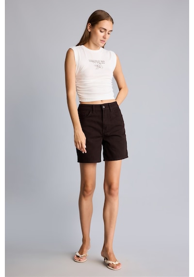 Defacto %100 Pamuk Regular Fit 5 Cepli Jean Bermuda Şort I7380ax26smbn212 Kahve-bn212