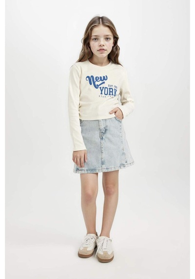 DeFacto Kız Çocuk Cropped Fit Bisiklet Yaka Baskılı Ribana Uzun Kollu Tişört D2987A824AUER99 Ekru DeFacto Kız Çocuk Cropped Fit Bisiklet Yaka Baskılı Ribana Uzun Kollu Tişört D2987A824AUER99 Ekru