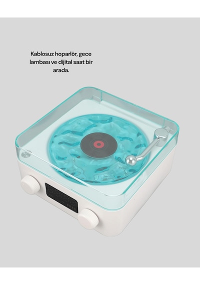 3-1 Kablosuz Bluetooth Hoparlör Gece Lambalı, Saatli, Retro Tasarım