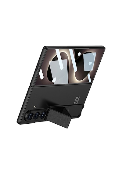 Samsung Galaxy Uyumlu Z Fold 8 Ultra Kılıf Qstand Standlı Kamera Korumalı Sert Kıpta Kapak Siyah