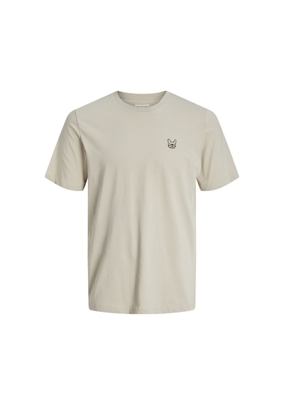 Jack & Jones 12202249 Bisiklet Yaka Dog Logolu Erkek Tişört Bej