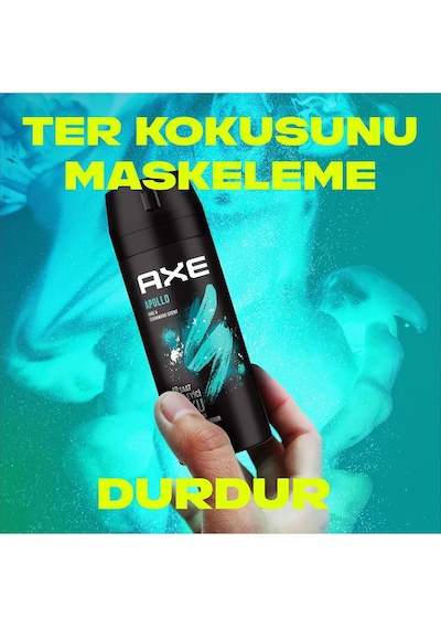 2 Adet Axe Erkek Sprey Deodorant Apollo 48 Saat Etkileyici Koku Vücut Spreyi 150 Ml