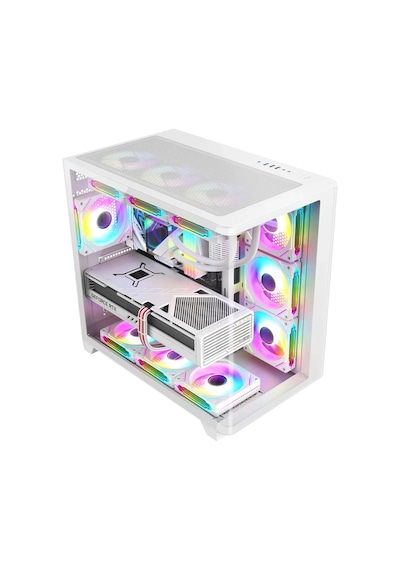 Dragos Ocean Curved Pro V2 Beyaz 7x Argb Fan 750w 80+ Akvaryum Gaming Bilgisayar Kasası