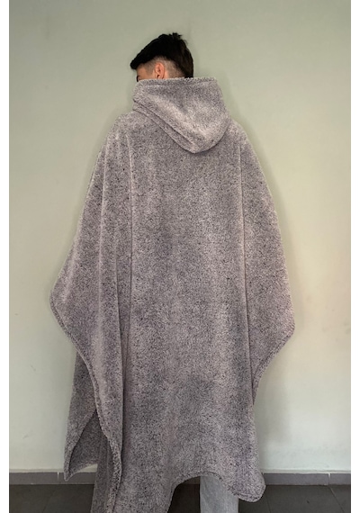 Giyilebilir Hoodie Battaniye Rahat Kalıp Tek Beden Gri