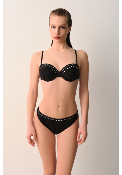 Suwen Spark Aksesuar Detaylı Straplez Bikini Üst Sb26144012012 Siyah