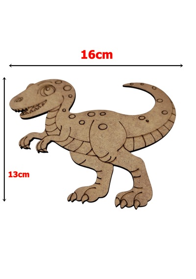 Ahşap Boyanabilir Dinozor Figürü T-rex 16x13 Cm - 3mm Mdf Eğitici Boyama Seti 10 Adet