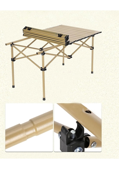 Sportaj Taşınabilir Kamp Masası Alüminyum Gövde Kolay Kurulum 90x55x50cm Siyah