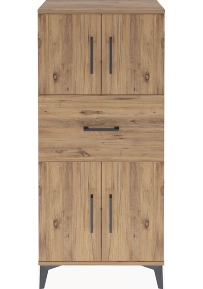 Arges Dolap Tek Raflı Tek Çekmeceli 4 Kapaklı 60x30x134 Çam-çam Çam