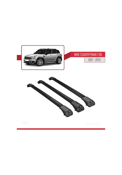 Mini Countryman F60 2017-2023 Arası İle Uyumlu Ace-1 Ara Atkı Tavan Barı Siyah 3 Adet Bar