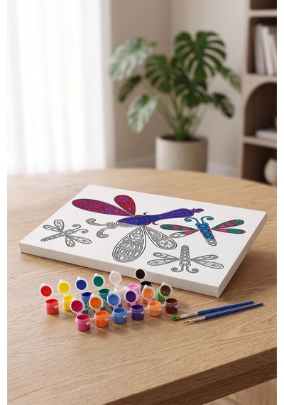 Yusufçuk Desenli Mandala Tuval Boyama Seti 40x50 Cm