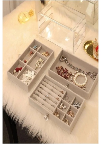 Üç Katlı Çekmeceli Takı Kozmetik Organizer Çok Renkli