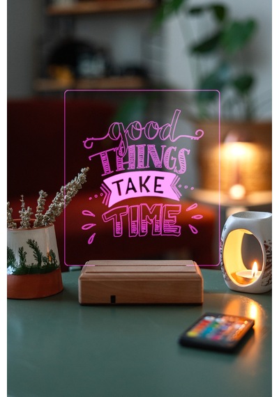 Good Things Take Time Ev 16 Renk Kumandalı 3d Gece Lambası