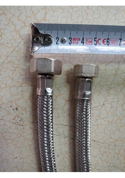 70 Cm Flex Paslanmaz Çelik Örgülü Bağlantı Hortumu 3/8 1/2 Rekorlu 25 Ad Gümüş