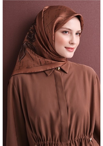 Armine Saf İpek Sura Eşarp 9617d 31 Koyu Haki Kahve