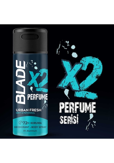 Blade X2 Perfume Urban Fresh Erkek Deodorant Body Spray 2x150 Ml Leke Bırakmaz %0 Alüminyum 67635547