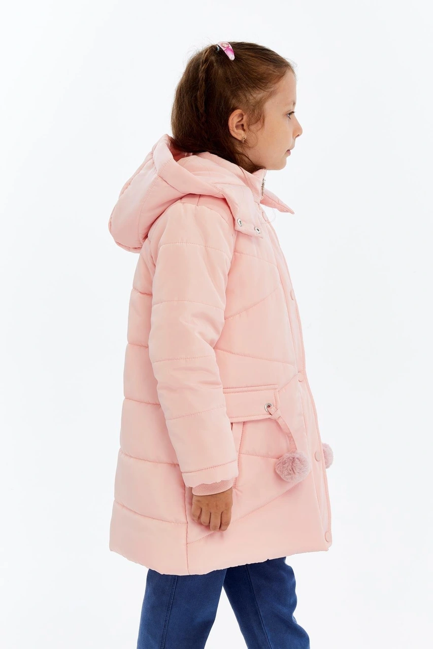 Benitto Kids Kapüşonlu Kışlık Ponpon Detaylı Kız Çocuk Kaban 51354 Pembe